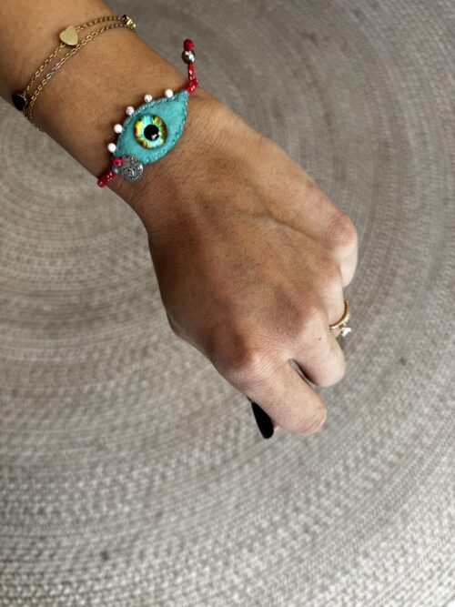 Χειροποίητο Βραχιόλι Μαρτάκι με ασημί λεπτομέρεια και χάντρες